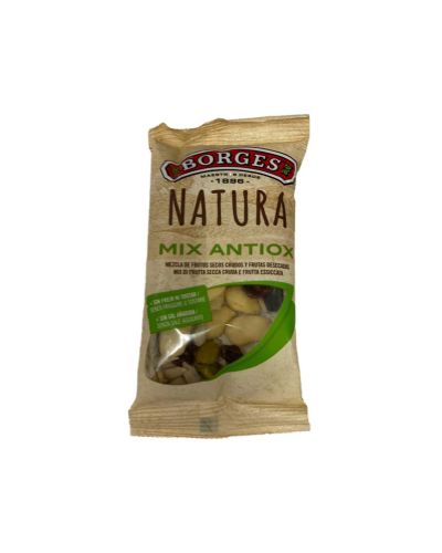 Borges Natura Mix Antiox 35 gramos – Frutos secos crudos y frutos desecados – Caja de 25 bolsas