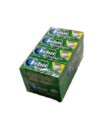 Orbit Refreshers Hierbabuena – Chicle sin Azúcar en Cubitos sabor a Hierbabuena – Estuche de 16 paquetes de 7 cubos
